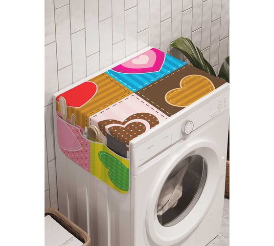 Органайзер для хранения Ambesonne "Латки с сердцами" на стиральную машину, 45x120 см, cwm_19424 1