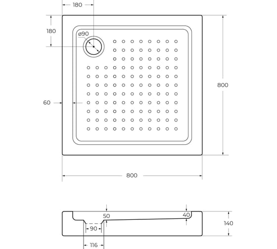 Акриловый поддон Cezares TRAY-A-A-80-15-W