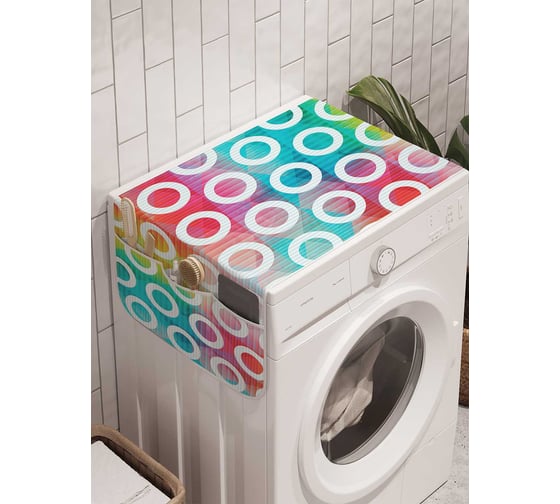 Органайзер для хранения Ambesonne "Круги в цветных переливах" на стиральную машину, 45x120 см, cwm_20811