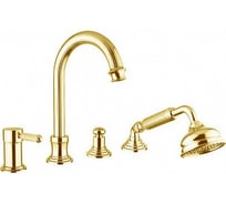 Смеситель на борт ванны с выдвижным душем и переключателем Cezares, золото OLIMP-BVDM-03/24-L