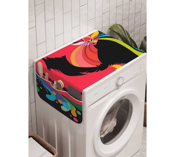 Органайзер для хранения Ambesonne "Кот в красочном видении" на стиральную машину, 45x120 см, cwm_18632 1