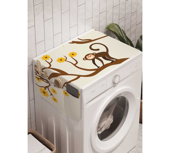 Органайзер для хранения Ambesonne "Обезьяны на цветущем дереве" на стиральную машину, 45x120 см, cwm_18500 1