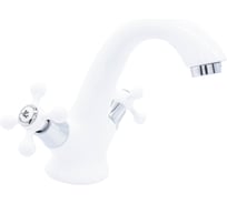 Смеситель для умывальника Doron DL 1516W-N , 1/2 керамика, белый/хром, излив короткий, п/г  (1/10) 019632