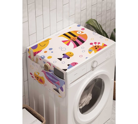 Органайзер для хранения Ambesonne "Счастливые рыбы" на стиральную машину, 45x120 см, cwm_2831 1