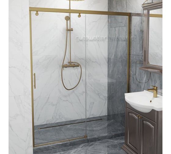 Дверь в душевую нишу GuteWetter GWMPSLD862 100x200 см, цвет фурнитуры бронзовый, цвет стекла бесцветный, стекло закаленное 8 мм / 6 мм, открывание двери левое / правое 4698032991906 1