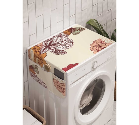 Органайзер для хранения Ambesonne "Бабочки на пионах" на стиральную машину, 45x120 см, cwm_2295 1