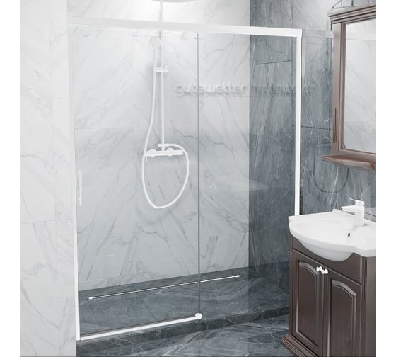 Дверь в душевую нишу GuteWetter GWMPSLD862 110x200 см, цвет фурнитуры белый матовый, цвет стекла бесцветный, стекло закаленное 8 мм / 6 мм, открывание двери левое / правое 4698032992675 1