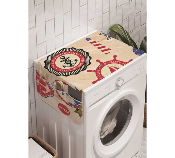 Органайзер для хранения Ambesonne "Морские этикетки" на стиральную машину, 45x120 см, cwm_2850 1