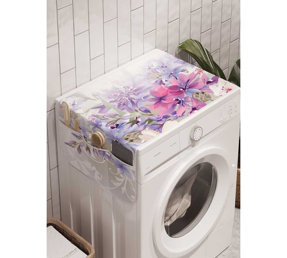 Органайзер для хранения Ambesonne "В цветочный мир" на стиральную машину, 45x120 см, cwm_23525