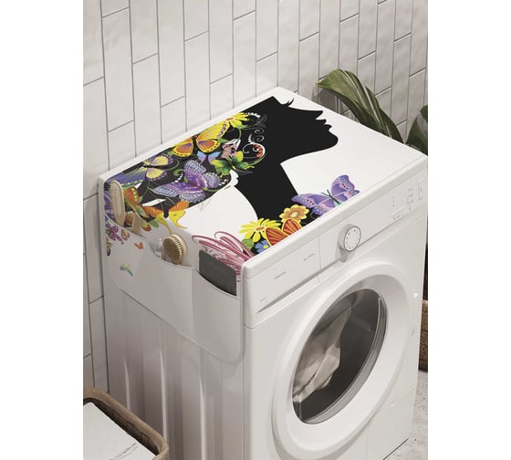 Органайзер для хранения Ambesonne "Цветочная девушка в бабочках" на стиральную машину, 45x120 см, cwm_11017 1