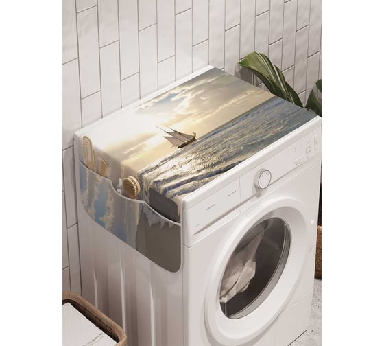 Органайзер для хранения Ambesonne "Корабль на берегу" на стиральную машину, 45x120 см, cwm_16730 1