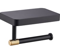 Держатель для туалетной бумаги с полкой Wonzon & Woghand черный/золото WW-9226