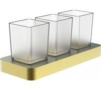 Три стакана для зубных щеток с держателем Wonzon & Woghand, брашированное золото WW-8338-BG