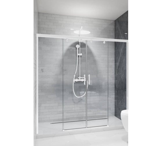 Дверь в душевую нишу GuteWetter GWMPSLD864 150x200 см, цвет фурнитуры белый матовый, цвет стекла бесцветный, стекло закаленное 8 мм / 6 мм, открывание двери левое / правое 4698033047695