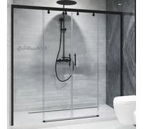 Дверь в душевую нишу GuteWetter GWMPSLD864 180x200 см, цвет фурнитуры черный матовый, цвет стекла бесцветный, стекло закаленное 8 мм / 6 мм, открывание двери левое / правое 4698033047961