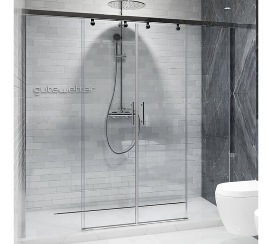 Дверь в душевую нишу GuteWetter GWMPSLD864 160x200 см, цвет фурнитуры хром блестящий, цвет стекла бесцветный, стекло закаленное 8 мм / 6 мм, открывание двери левое / правое 4698033047794 1