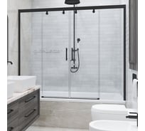 Шторка на ванну GuteWetter GWMPSLPR864 140x160 см, цвет фурнитуры черный матовый, цвет стекла бесцветный, стекло закаленное 8 мм / 6 мм, открывание двери левое / правое 4698033048494