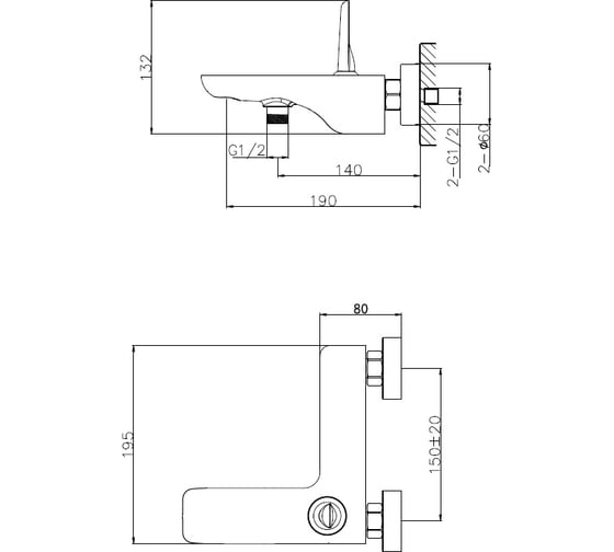 Смеситель для ванны Wonzon & Woghand Shark, хром WW-48B3101-CR