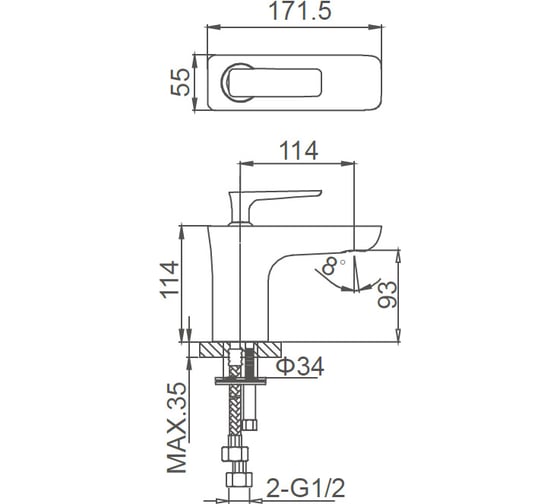 Смеситель для раковины Wonzon & Woghand Shark, хром WW-481101-CR