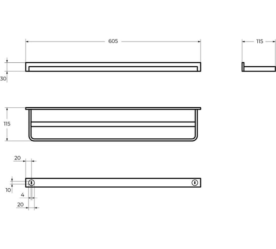 Двойной полотенцедержатель Cezares MAXIMA 608x113 CZR-F-8911