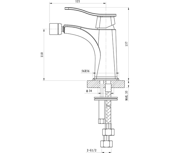 Смеситель для биде Wonzon & Woghand Navia, хром WW-185001-CR