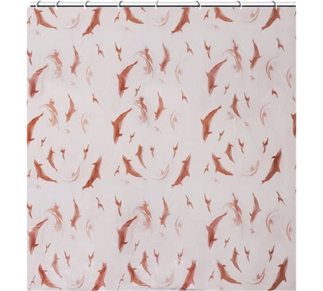 Штора для ванной Аквалиния Дельфины бежевая 1.8х1.8 м 6984ДБЕ