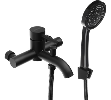 Смеситель для ванны с душем СоюзКран короткий излив, картридж 35мм, нержавеющая сталь, черный SS09-M132 567-076