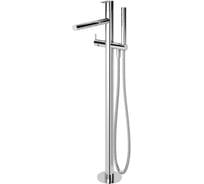 Напольный однорычажный смеситель для ванны и душа Cezares в комплекте с ручным душем и шлангом, хром LEAF-VDP-01