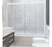 Шторка на ванну GuteWetter GWMPSLPR864 175x160 см, цвет фурнитуры белый матовый, цвет стекла бесцветный, стекло закаленное 8 мм / 6 мм, открывание двери левое / правое 4698033048746