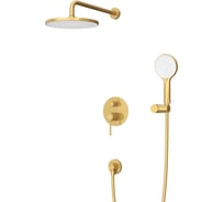 Душевой комплект встраиваемый Cezares смеситель встраиваемый, верхний душ, ручной душ со шлангом, штуцер с держателем, брашированное золото RELAX-DSET-BORO