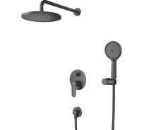 Душевой комплект встраиваемый Cezares смеситель встраиваемый, верхний душ, ручной душ со шлангом, штуцер с держателем, черный матовый STYLUS-DSET-NOP