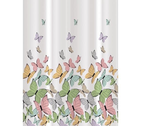 Тканевая штора для ванной комнаты UniStor BUTTERFLY с водоотталкивающей пропиткой, 180x180 см 210273