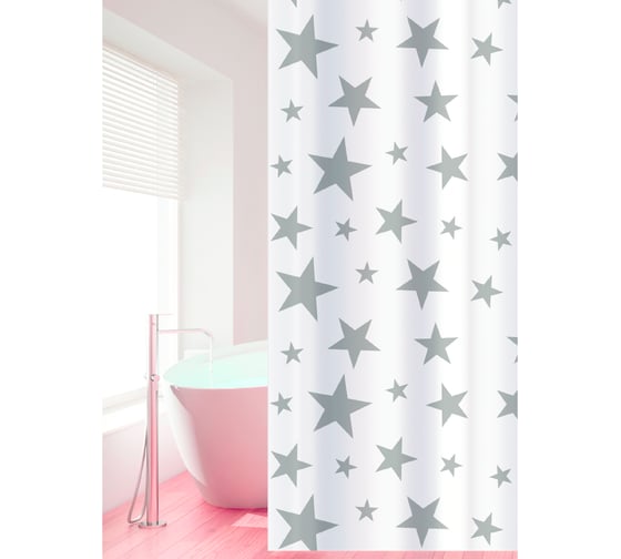 Тканевая штора для ванной комнаты UniStor STARS с водоотталкивающей пропиткой, 180x180 см 210471
