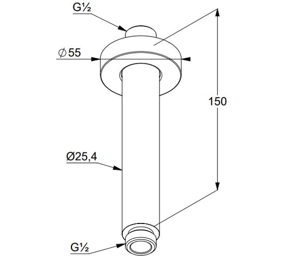Душевой кронштейн KLUDI A-QA потолочный, цвет хром KL6651505-00
