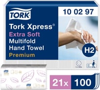 Бумажные полотенца TORK Premium сложение Multifold, ультрамягкие, Н2, 21 пачка в упаковке 100297 22874
