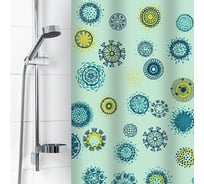 Штора для ванной комнаты VILINA полиэтилен, 180х180 см, Одуванчики зелёные 6984-ODGR