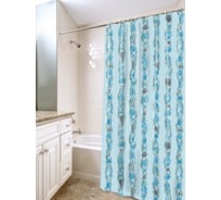 Штора для ванной комнаты VILINA полиэтилен, 180х180 см, Ракушки голубые 6984-RBL
