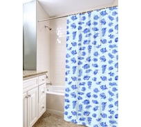 Штора для ванной комнаты VILINA полиэтилен, 180х180 см, Посейдон голубой 6984-PBL