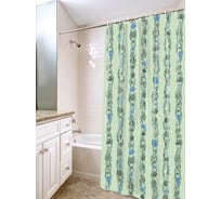 Штора для ванной комнаты VILINA полиэтилен, 180х180 см, Ракушки зелёные 6984-RGR