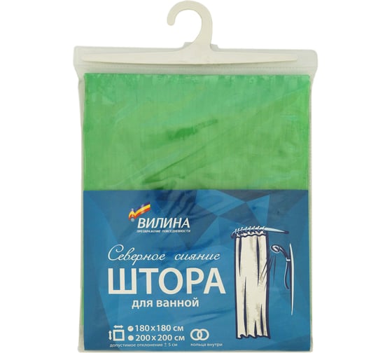Штора для ванной VILINA Северное сияние EVA, 180х180 см, GREEN 66662-10309-3-T029