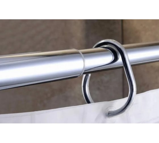 Прямой карниз для ванной с кольцами Monterno 12 шт, 1035-1850 мм CS-1-Chrome