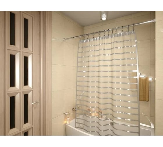 Прямой карниз для ванной с кольцами Monterno 12 шт, 1035-1850 мм CS-1-Chrome