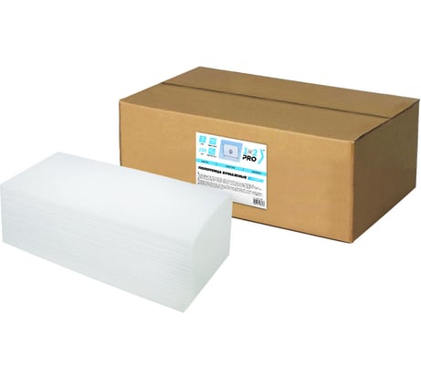 Бумажное полотенце 1-2-Pro 1 слой, ЭКОНОМ Z-сложение, 23х21 см., 200 л., белый. целлюлоза ПБVЭ1-200