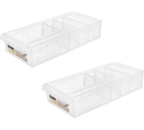 Органайзеры для хранения косметики, канцелярии, белья, вещей Econova 1.5л, 2шт, пластиковый, контейнер с перегородками, без крышки, прозрачный 43526310122