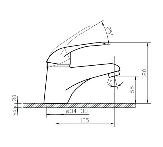 Смеситель для умывальника ARGO ECHO TECH d-40 40-04 ECHO