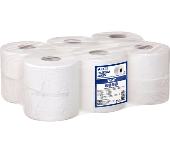 Бумага туалетная ACG Элит 2 слоя, 200 м, целлюлоза, 12 рулонов 1028147