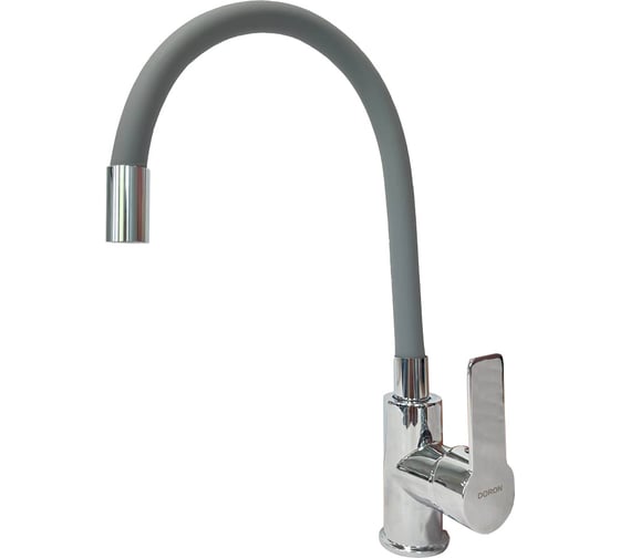 Смеситель для кухни DORON DC 2655GREY-N, шаровый, серый, излив гибкий силиконовый, п/г 016297 1