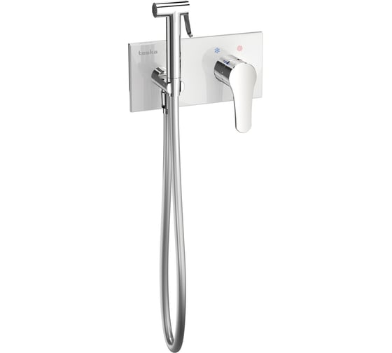 Встраиваемый смеситель c гигиеническим душем TESKA Elsa, белое стекло BTK6410W