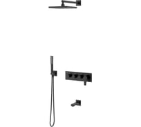 Встраиваемый смеситель TESKA Euro X с изливом, душевой лейкой и головным душем, черный EX3680