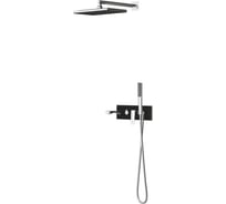 Встраиваемый смеситель TESKA Life с изливом, душевой лейкой и головным душем, черное стекло AS3100B